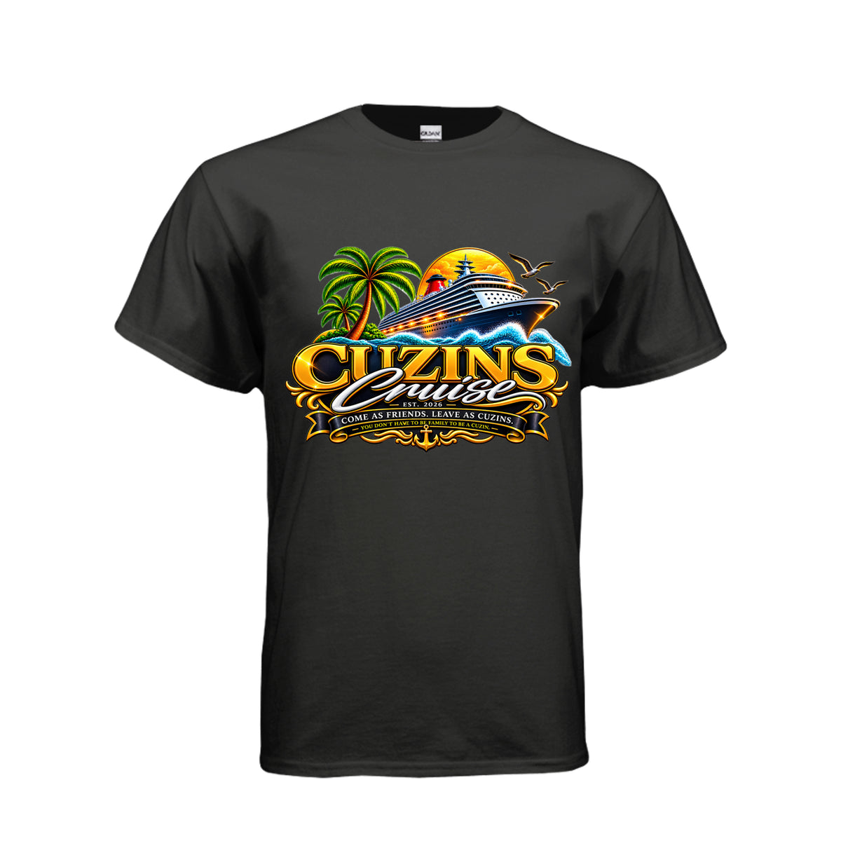 Official Cuzins Cruise Tee in Black - front view