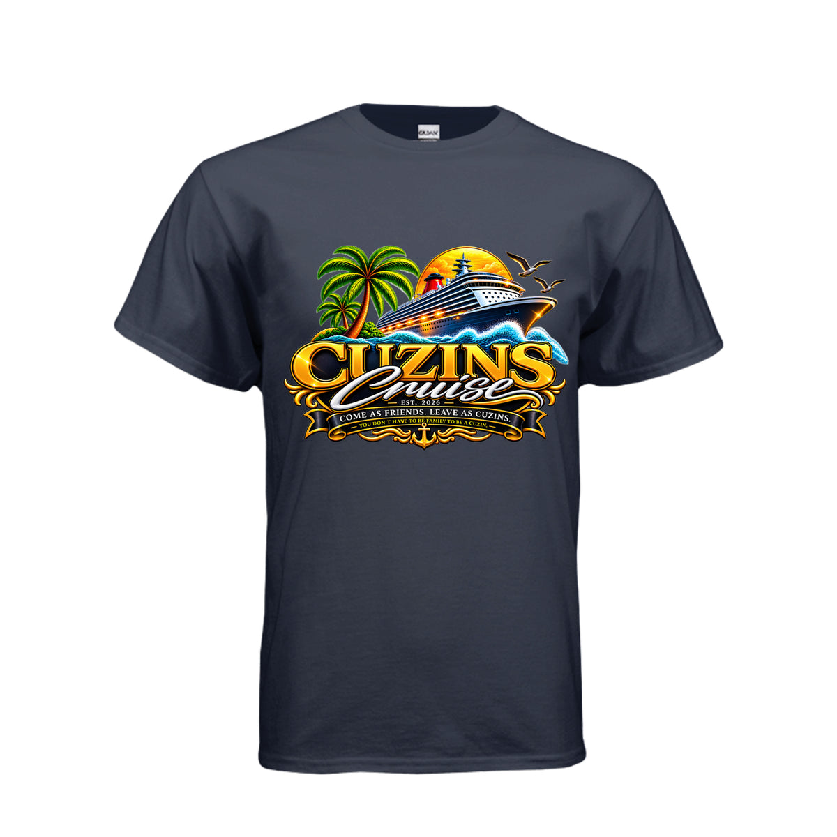 Official Cuzins Cruise Tee in Navy - front view