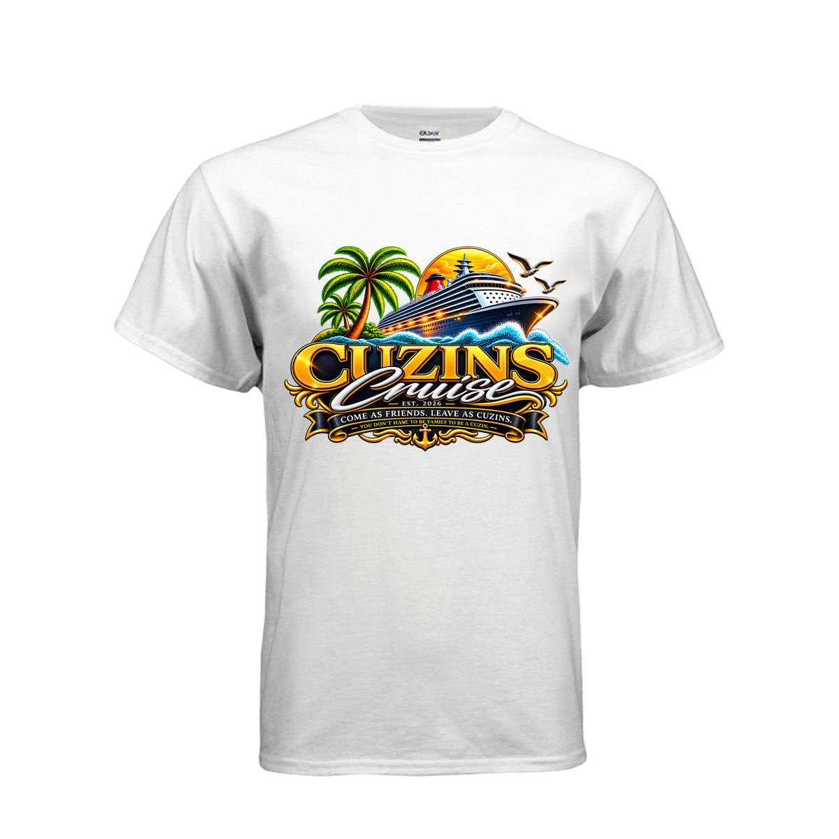 Official Cuzins Cruise Tee in White - front view